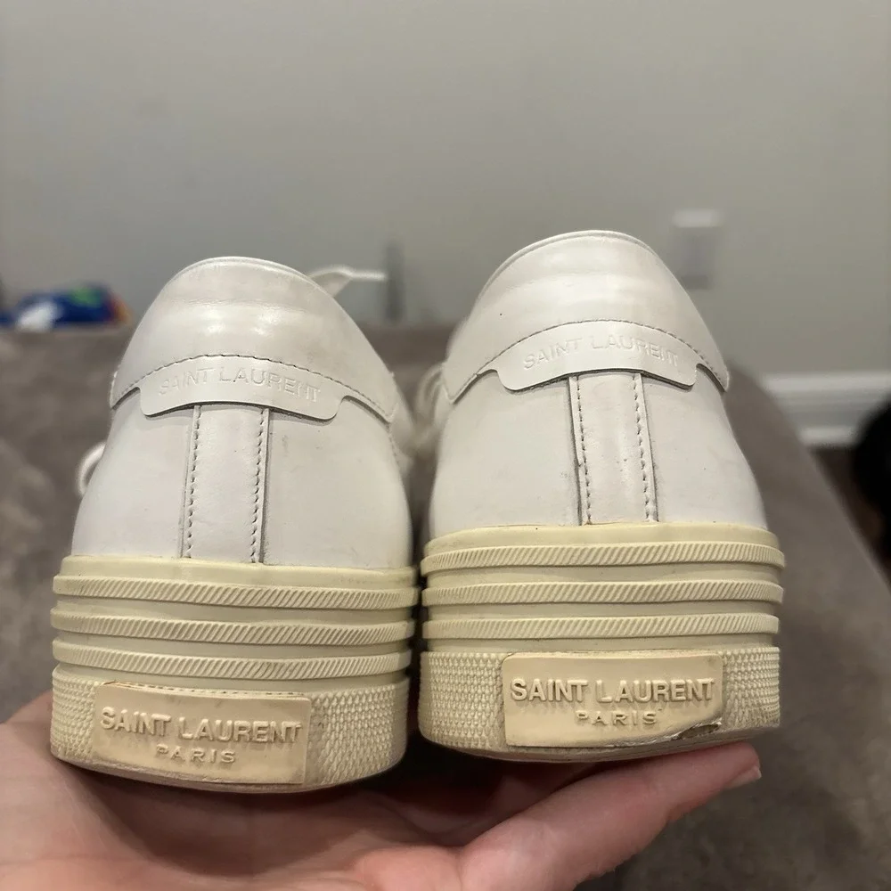 Saint Laurent Signature Court Classic SL/39 Womens 7.5 White Platform Sneakers